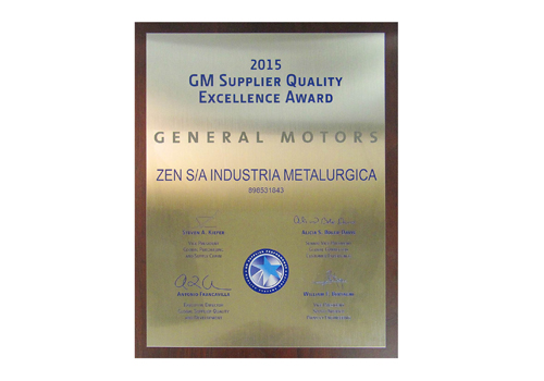 Supplier Quality Excellence Award da GM 